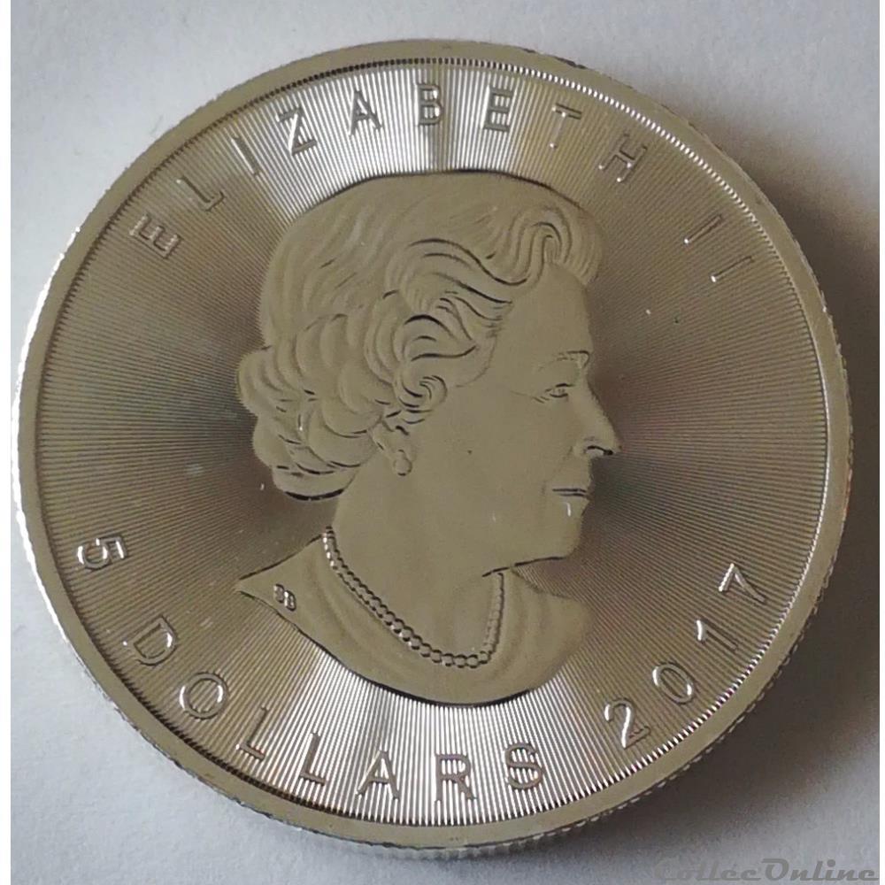 monnaies monde canada 5 dollars 1 once argent 2017