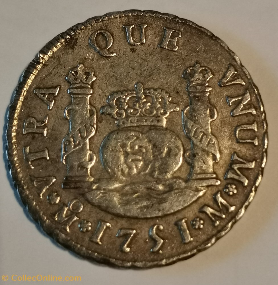 monnaies monde mexique 2 reales ferdinand vi 1751 mexico