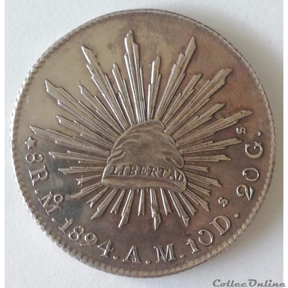 monnaies monde mexique 8 reales 1894