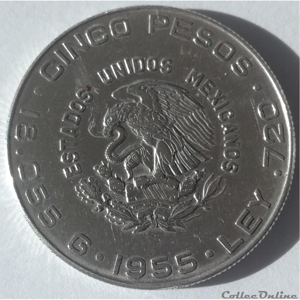 5 Pesos 1955 Hidalgo monnaie monde mexique 5 pesos 1955 hidalgo