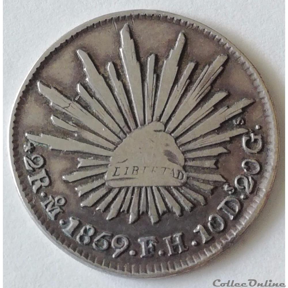 monnaies monde mexique 2 reales 1859 mexico