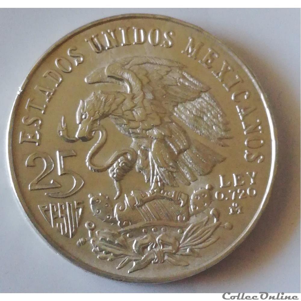 monnaie monde mexique 25 pesos 1968 argent silver km 479 summer olympics