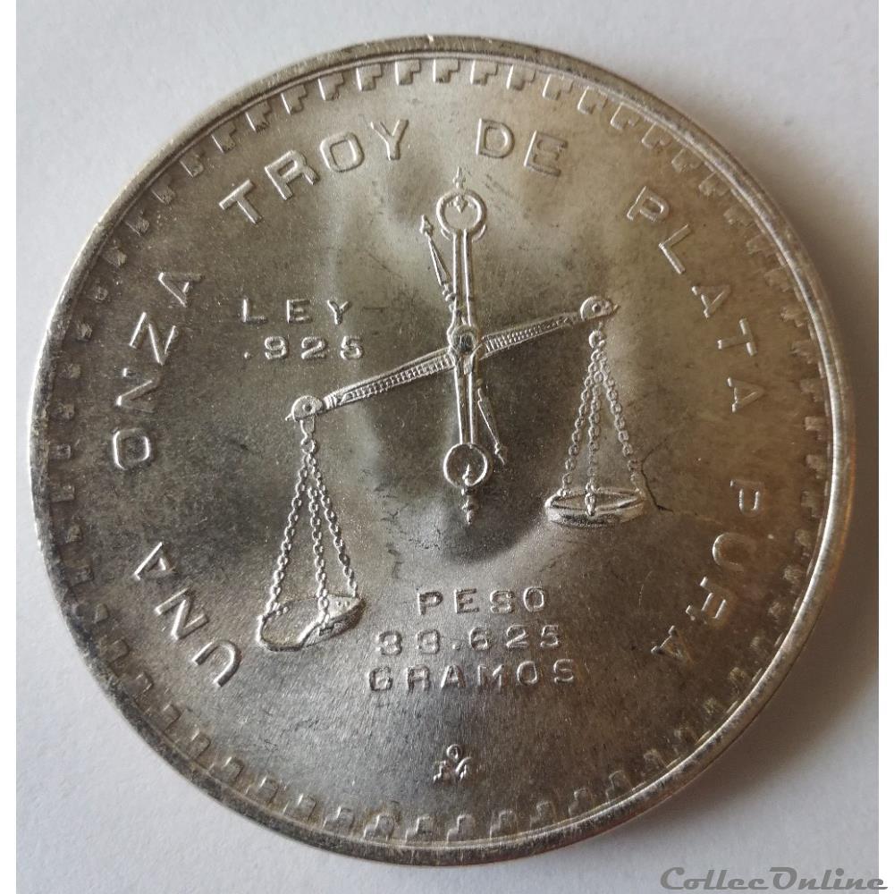 1 Once 1980 Argent monnaies monde mexique 1 once 1980 argent