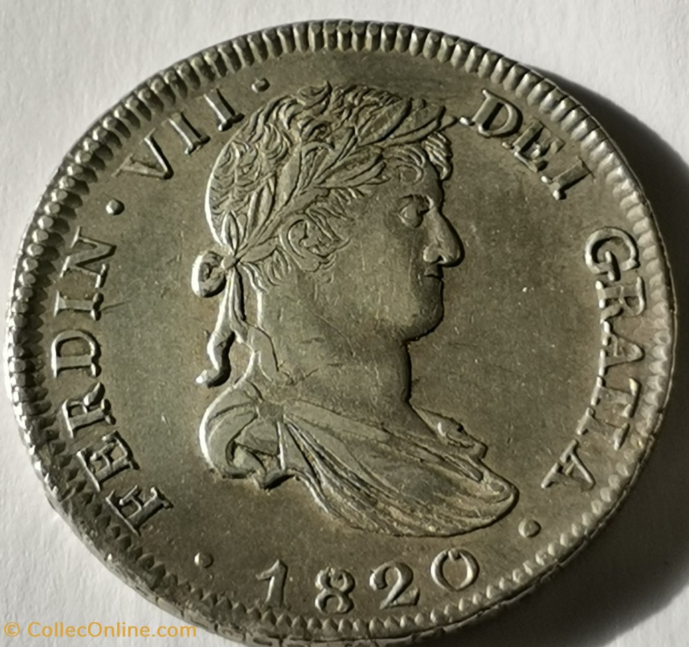 monnaies monde mexique 8 reales 1820 ferdinand vii zacatecas
