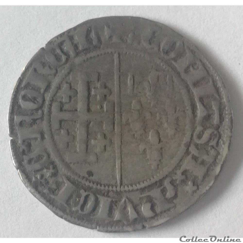 COMTÉ DE PROVENCE - JEANNE DE NAPLES Gros monnaie france feodale comte de provence jeanne de naples gros