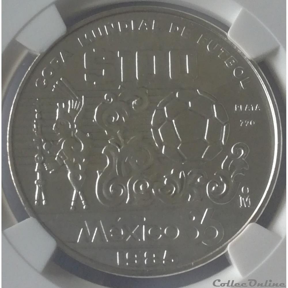 monnaies mexique 100 pesos 1985 coupe du monde 1986 ngc ms64