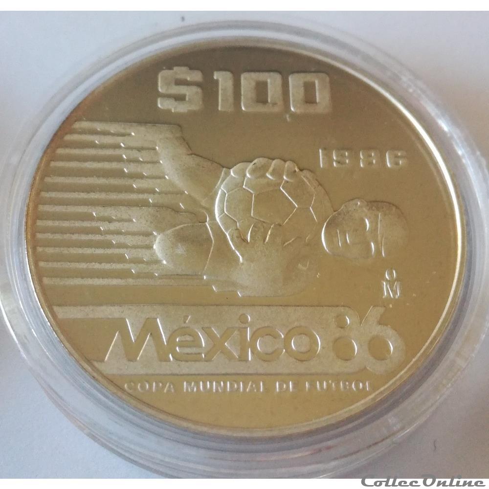 monnaies 100 pesos 1986 coupe du monde de football mexique 1986