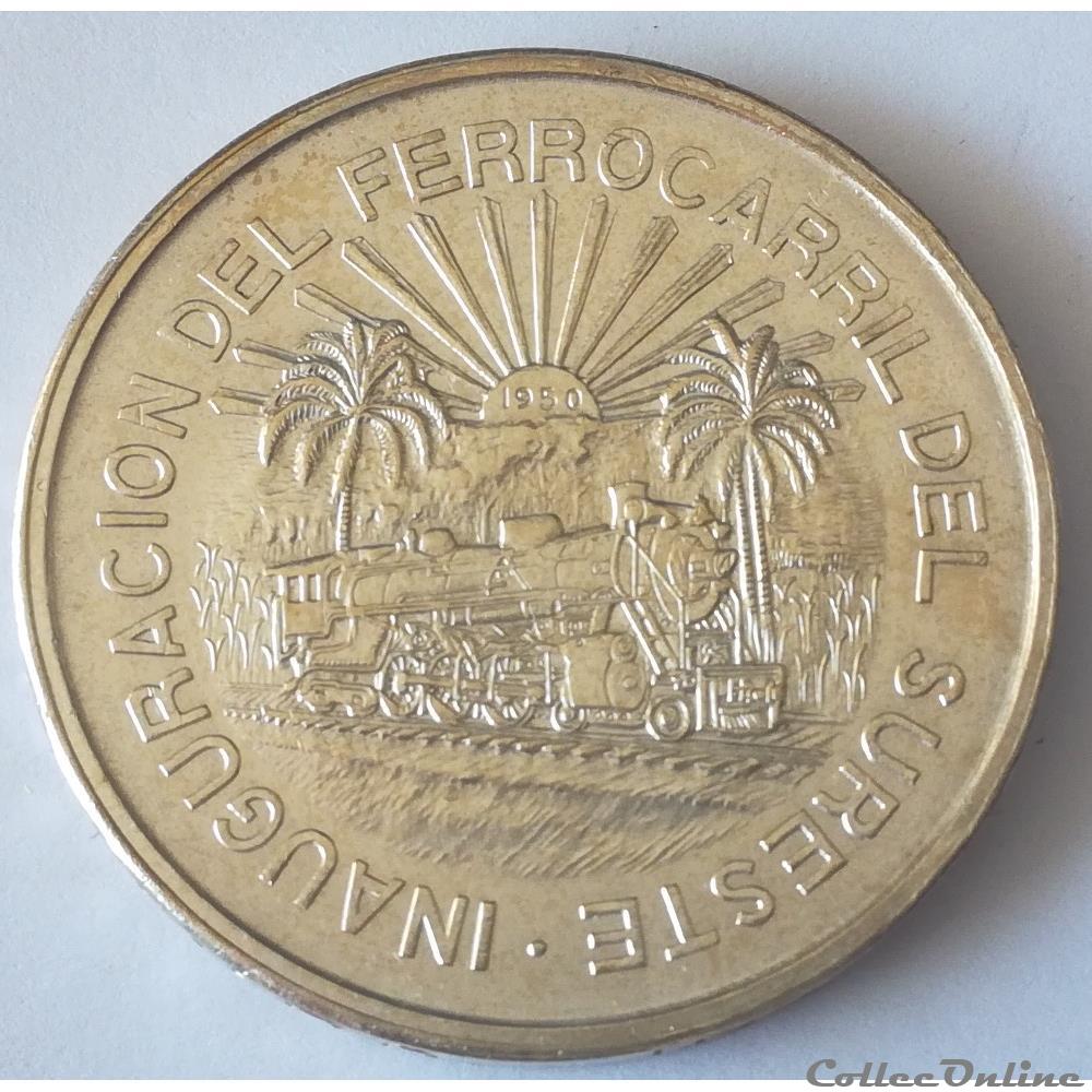 monnaie monde mexique 5 pesos 1950 inauguration du chemin de fer du sud est