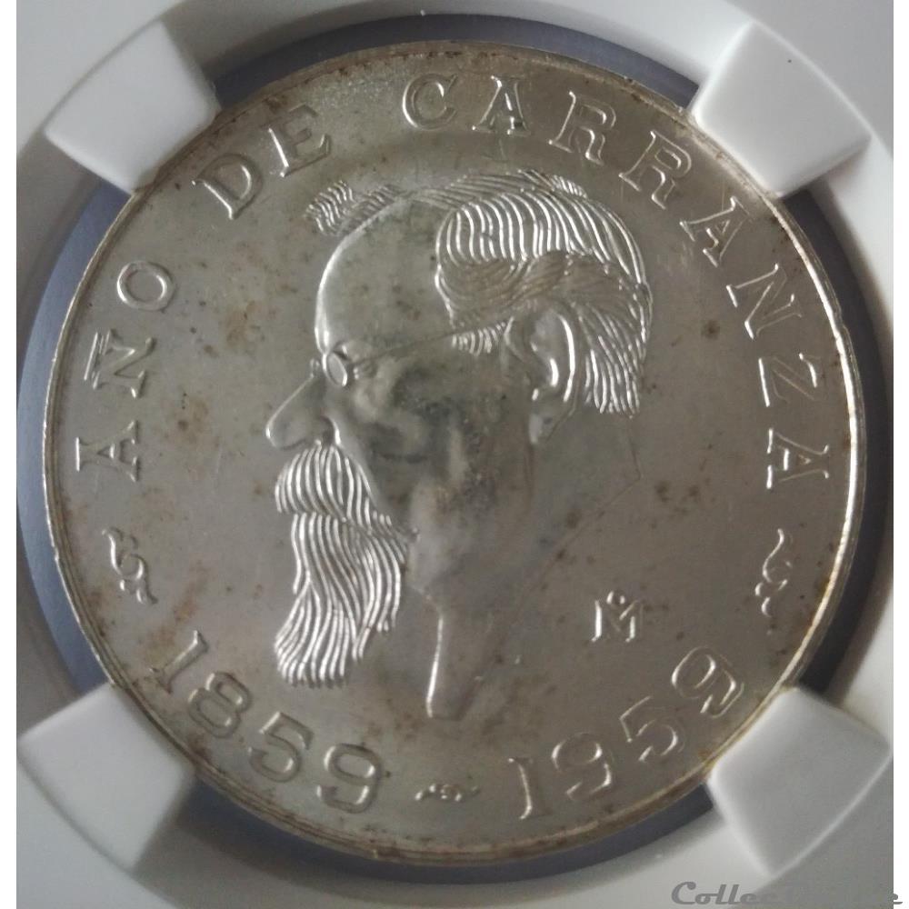 monnaies monde mexique 5 pesos 1959 caranza ngc ms61