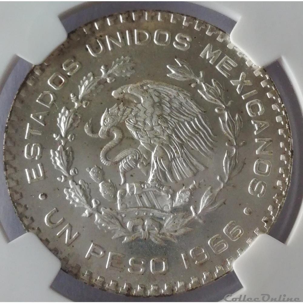 monnaies monde mexique 1 peso 1966 jose morelos y pavon mexico ngc ms65