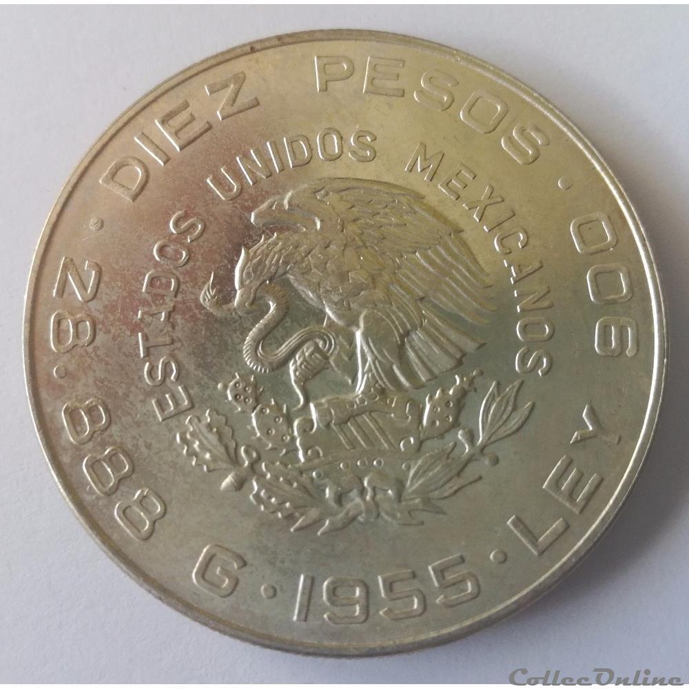10 Pesos 1955 Hidalgo monnaie monde mexique 10 pesos 1955 hidalgo