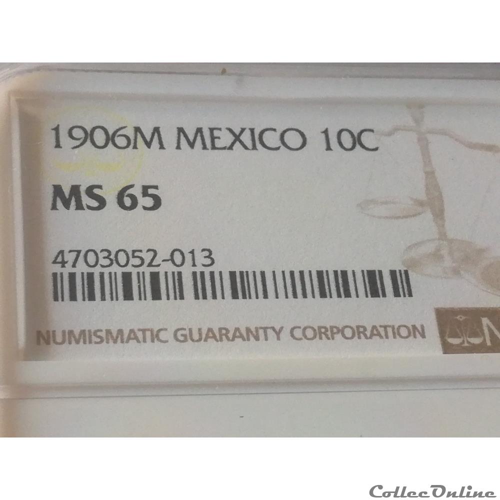 10 Centavos 1906 NGC MS65 3 monnaies monde mexique 10 centavos 1906 ngc ms65