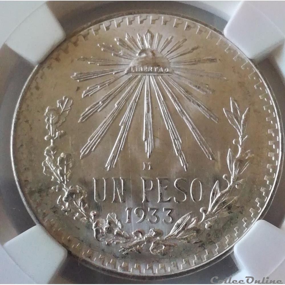 monnaies monde mexique 1 peso 1933 m mexico ngc ms65 brilliant white lustrous