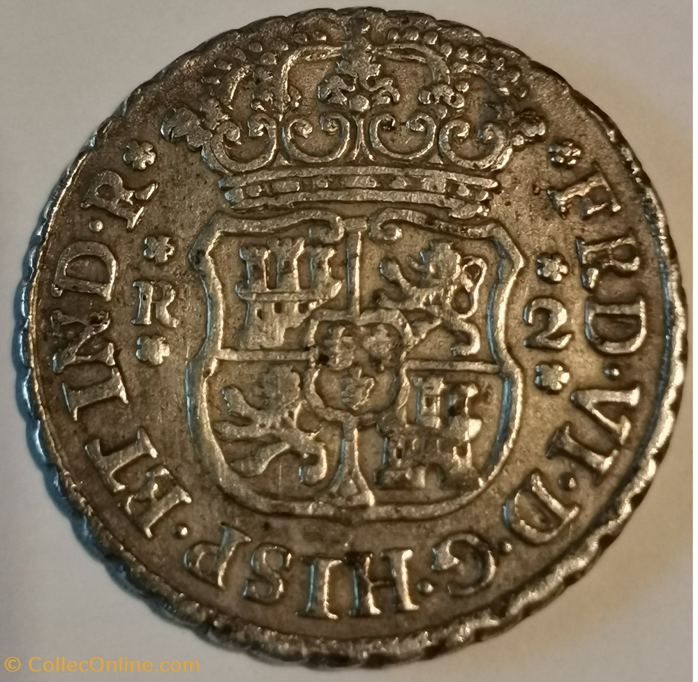 monnaies monde mexique 2 reales ferdinand vi 1751 mexico