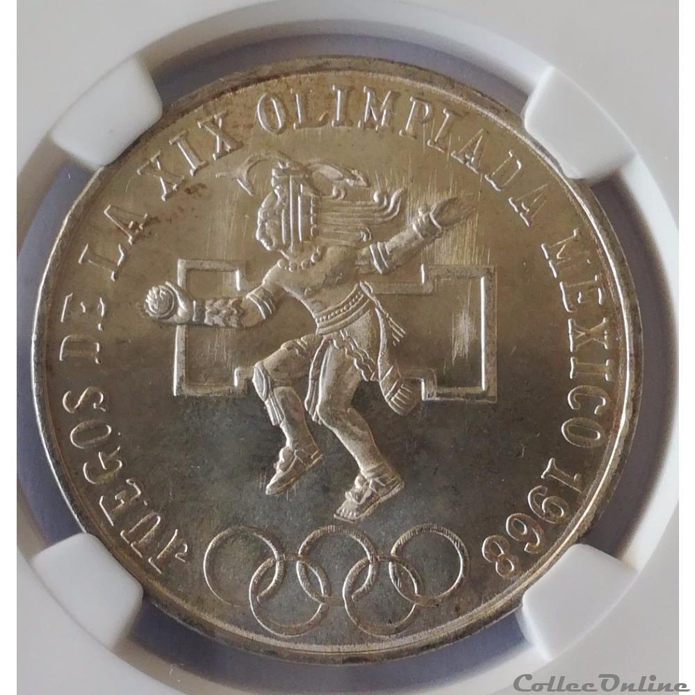 25 Pesos 1968-Mo Mexico City Olympics Even Rings NGC MS66 monnaies monde mexique 25 pesos 1968 mo mexico city olympics even rings ngc ms66