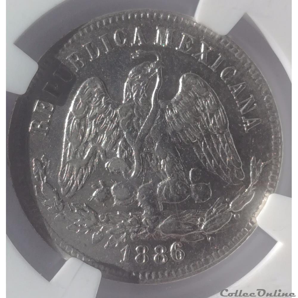 monnaies monde mexique 25 centavos 1886 mo ngc au55