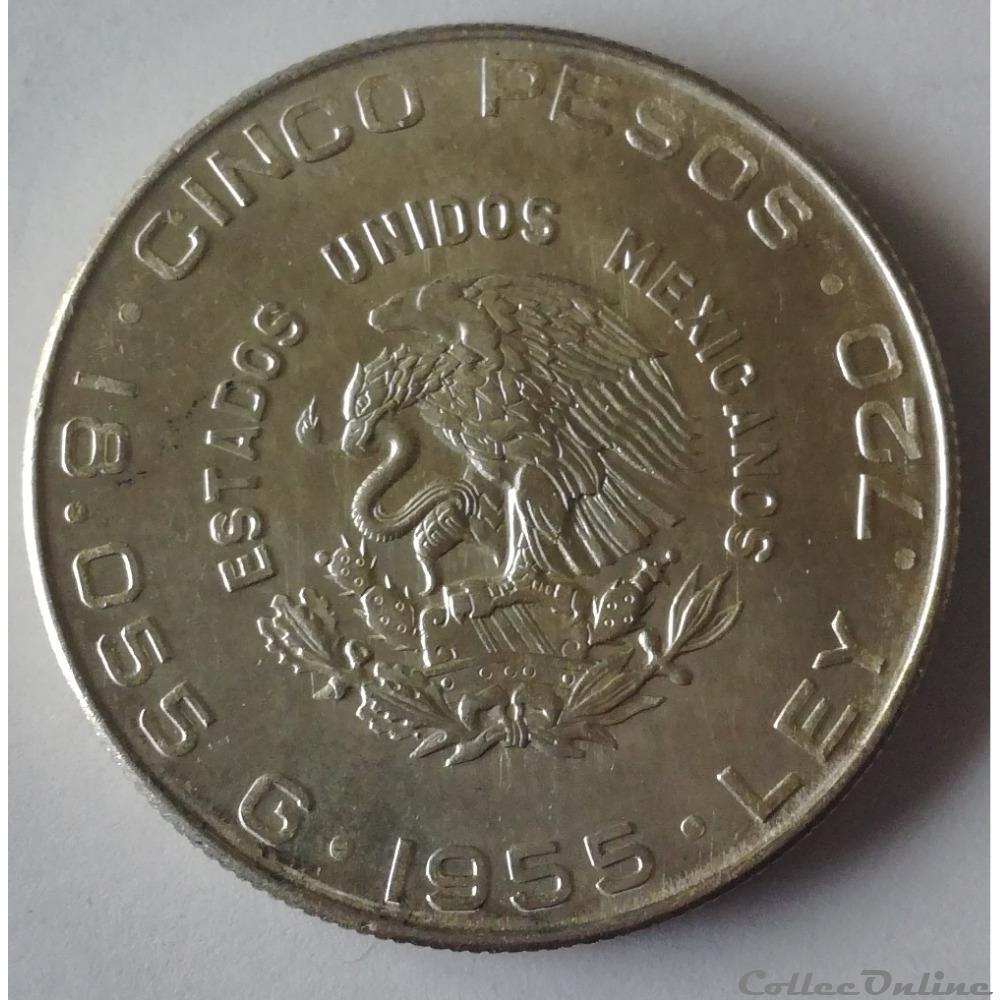 5 Pesos 1955 Hidalgo monnaies monde mexique 5 pesos 1955 hidalgo