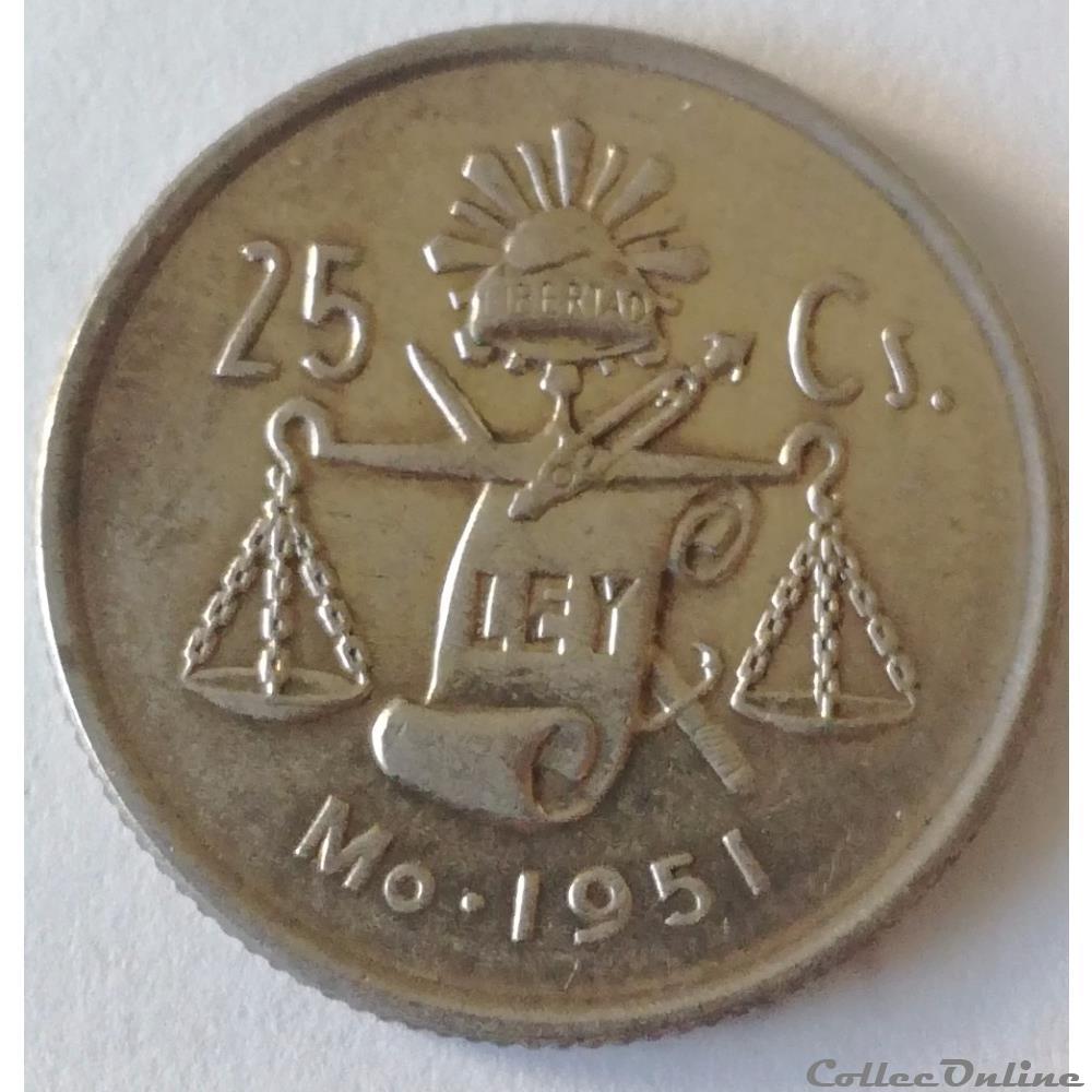 monnaies monde mexique 25 centavos 1951