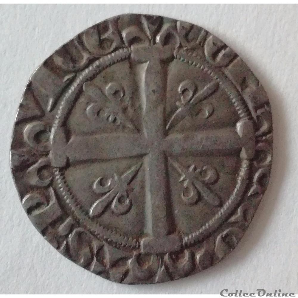 Comté de Provence - Louis Ier de Tarente et Jeanne de Naples - Sol coronat monnaie france feodale comte de provence louis ier de tarente et jeanne de naples sol coronat