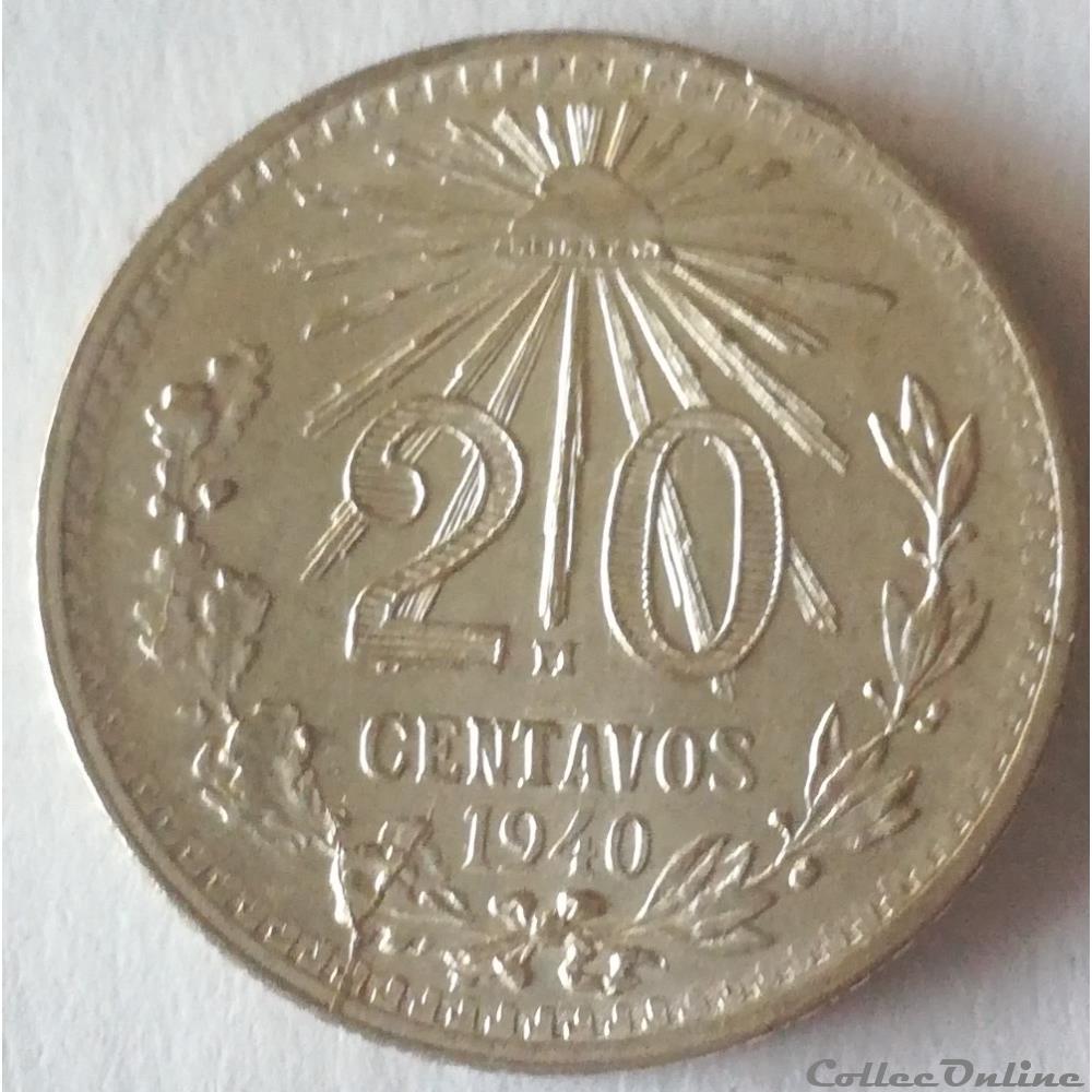 20 Centavos 1940 Mo monnaie monde mexique 20 centavos 1940 mo