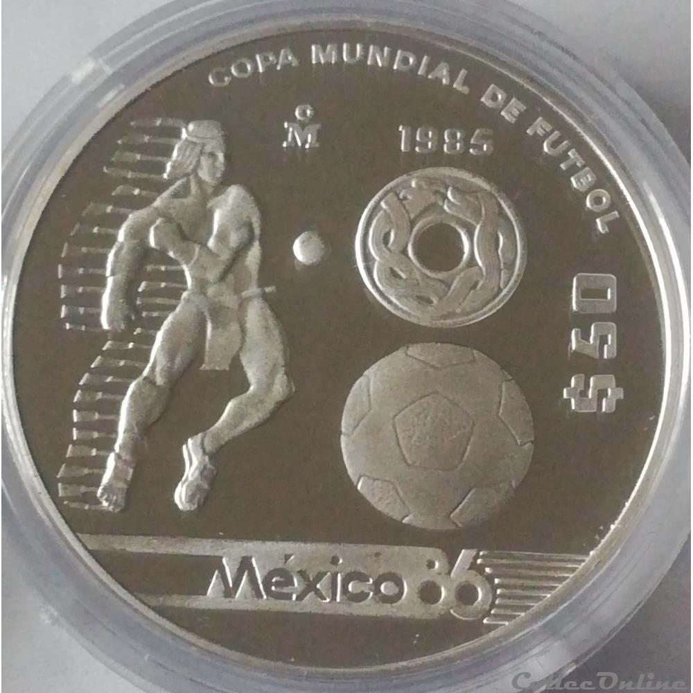 monnaies mexique 50 pesos 1985 coupe du monde 1986