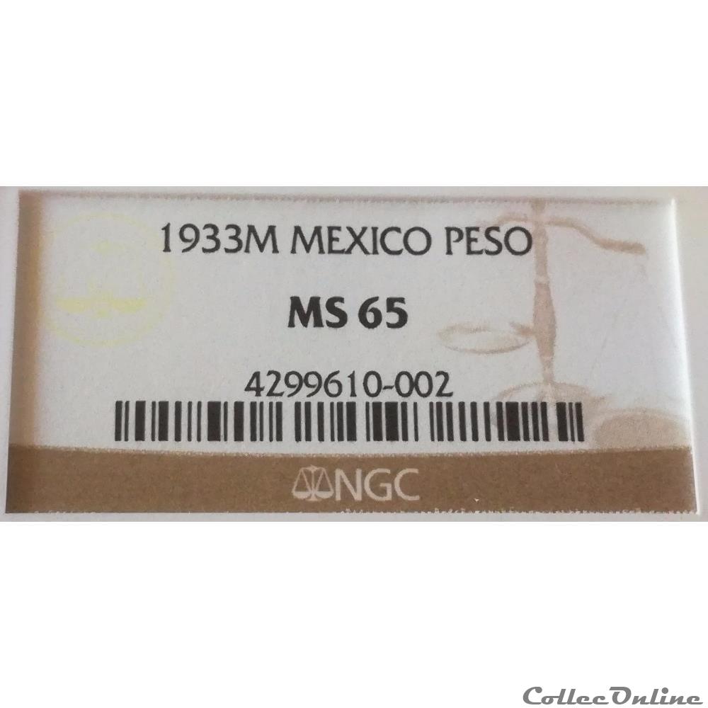 monnaies monde mexique 1 peso 1933 m mexico ngc ms65 brilliant white lustrous