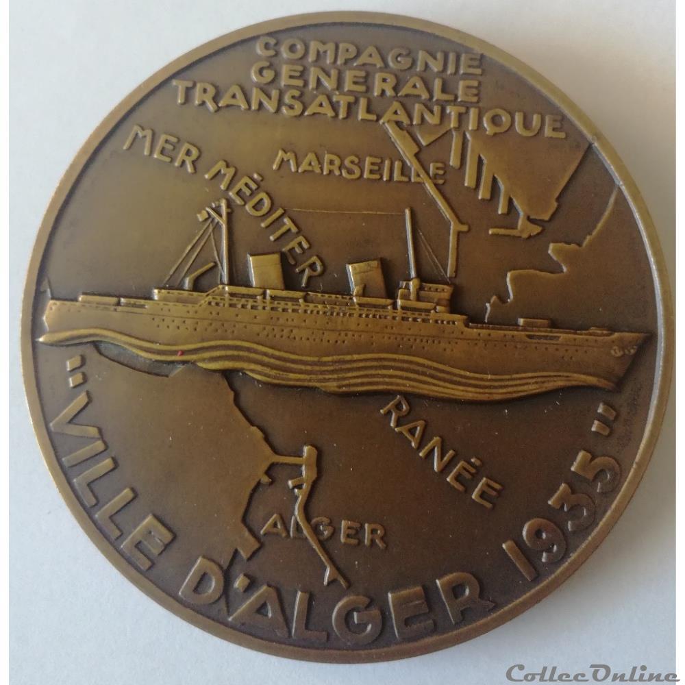 TROISIÈME RÉPUBLIQUE Médaille de mise en service du “Ville d’Alger” monnaie france necessite troisieme republique medaille de mise en service du ville d alger