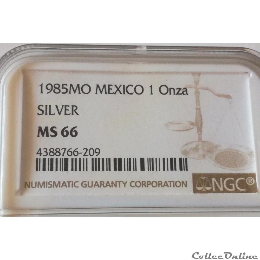 monnaies monde mexique 1 once 1985 mo mexico silver 999 pure libertad ngc ms66