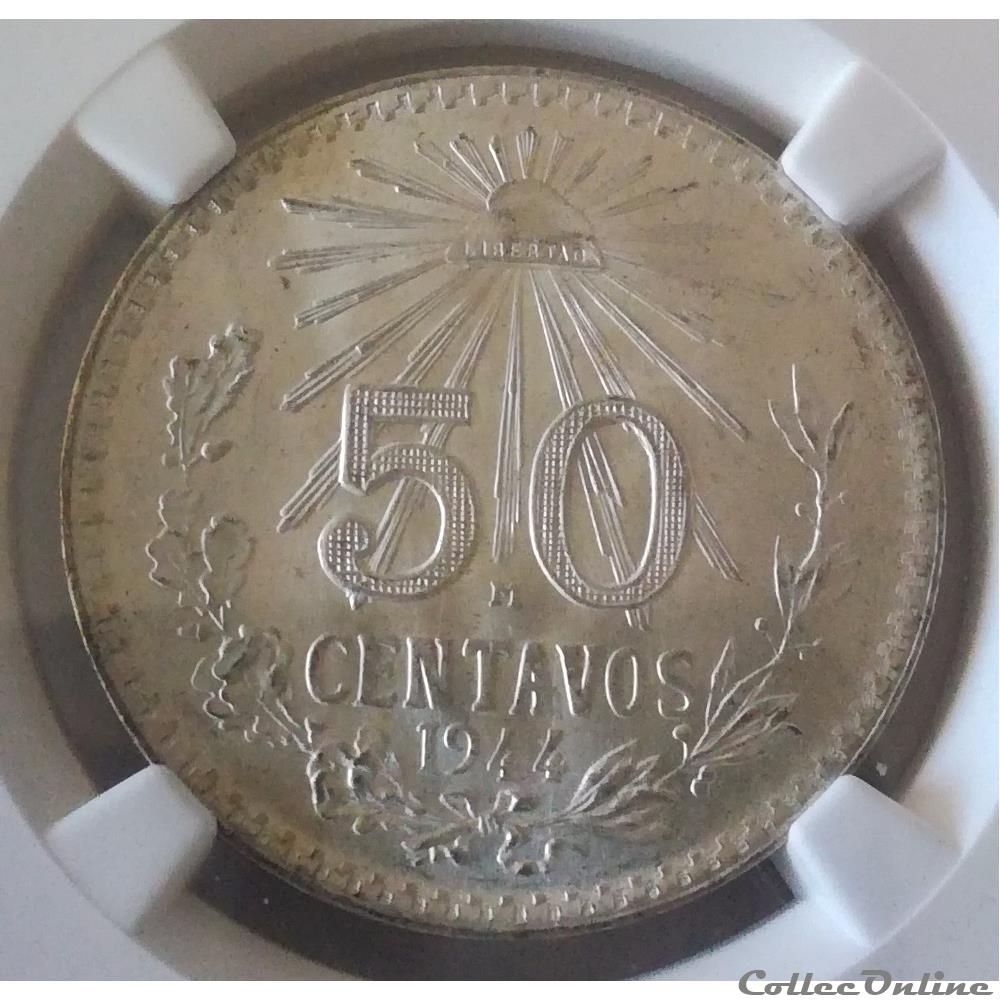 monnaies monde mexique 50 centavos 1944 m mexico ngc ms65