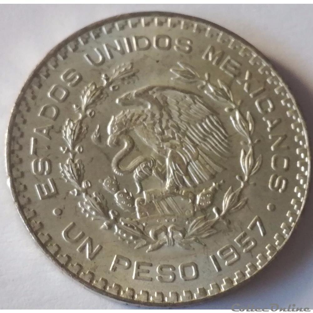 monnaies monde mexique 1 peso 1957 constitution centennial
