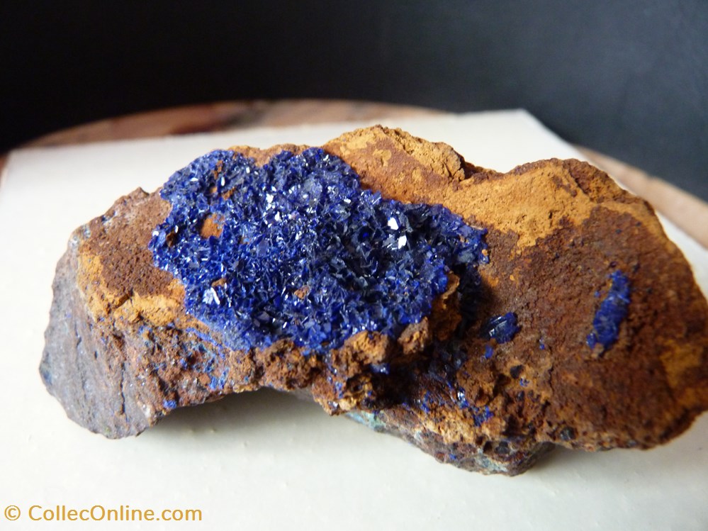 mineraux meteorites azurite sur gangue maroc midelt