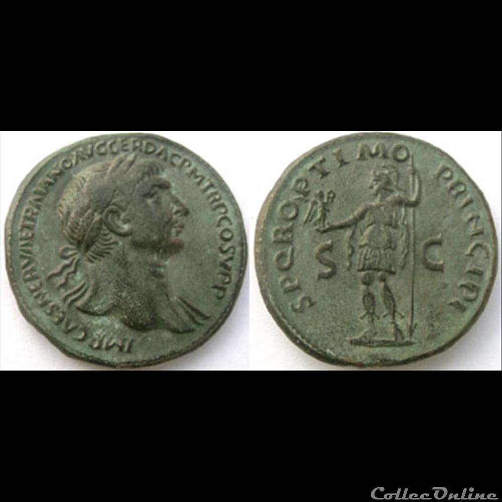 Trajan - Sesterce - SPQR OPTIMO PRINCIPI monnaie antique romaine trajan sesterce spqr optimo principi