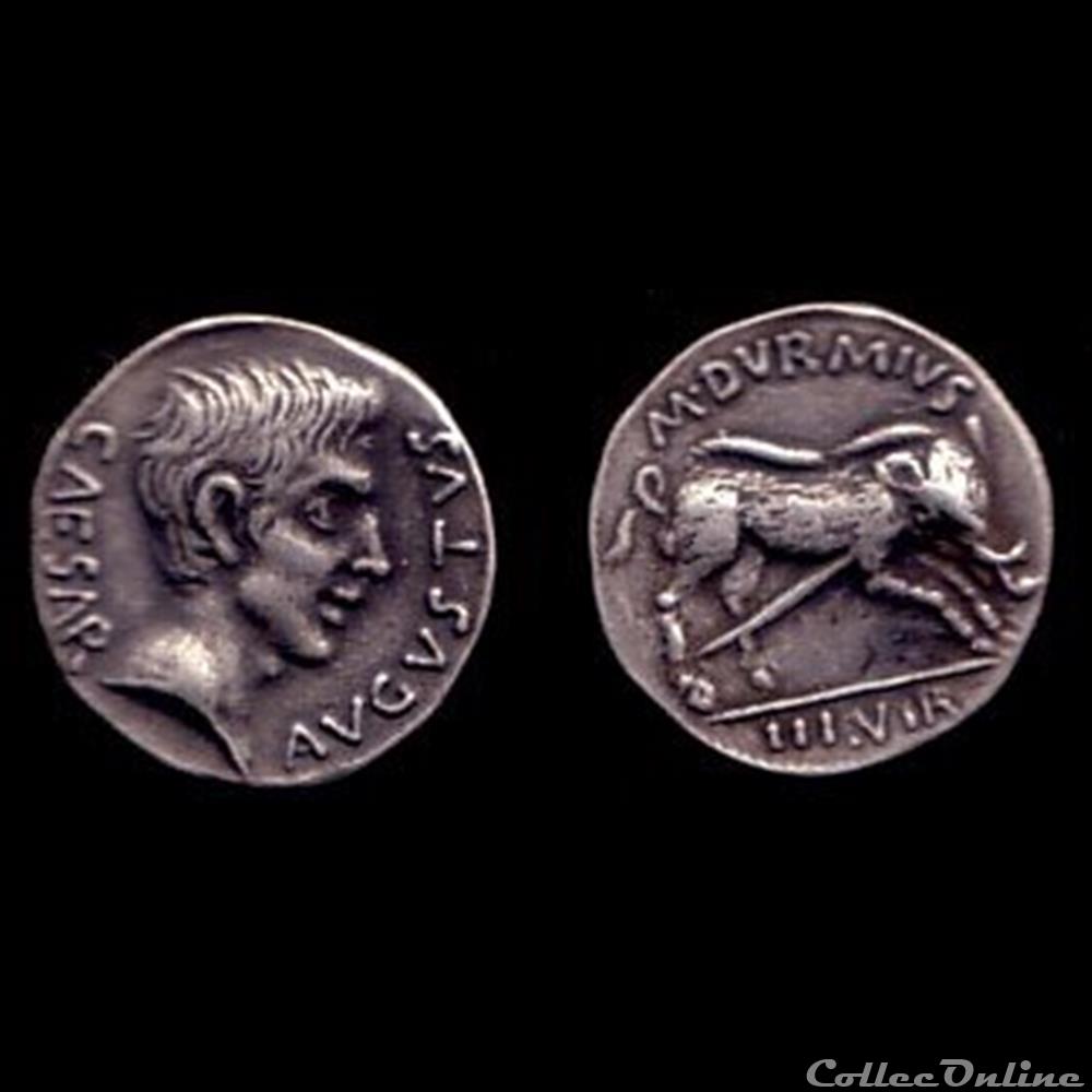 Auguste - Denier - DVRMIVS III VIR monnaie antique romaine auguste denier dvrmivs iii vir
