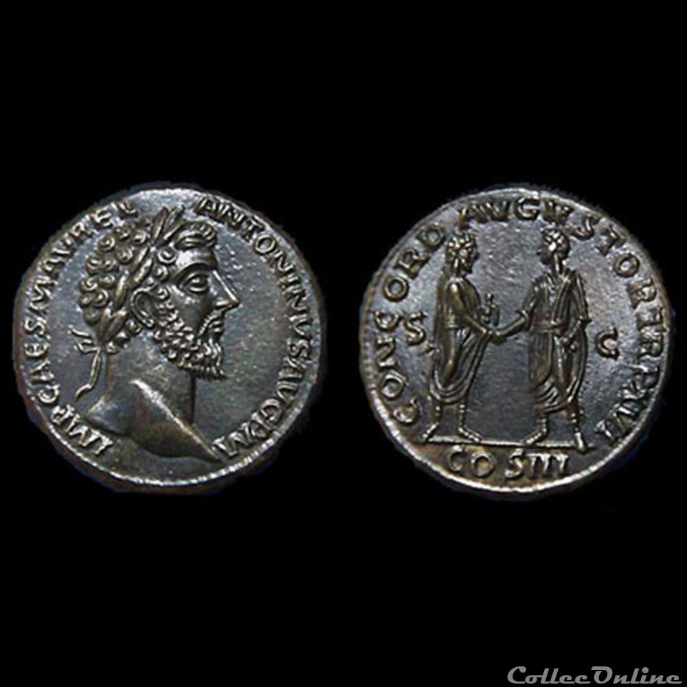 Marc Aurèle - Sesterce- CONCORD AVGVSTOR TRP XVI monnaie antique romaine marc aurele sesterce concord avgvstor trp xvi