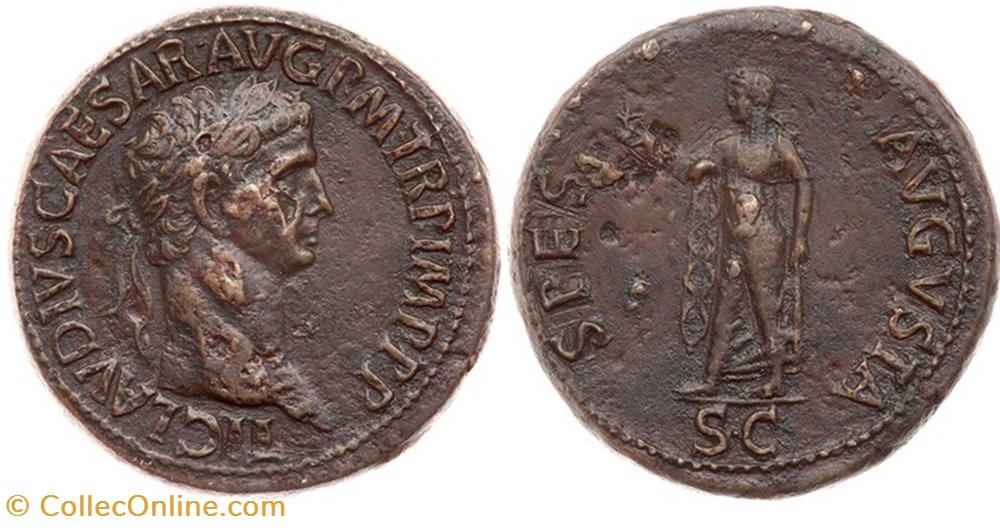 sesterce de Claude SPES AVGVSTA monnaies antiquite jc ap romaines republicaines imperiales sesterce de claude spes avgvsta