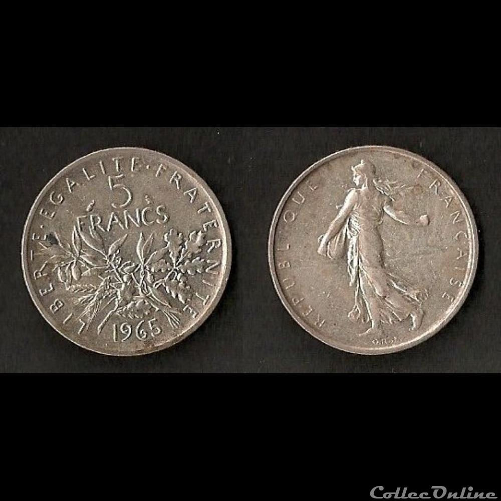 5 Francs Semeuse Argent 1965 monnaie france moderne 5 francs semeuse argent 1965