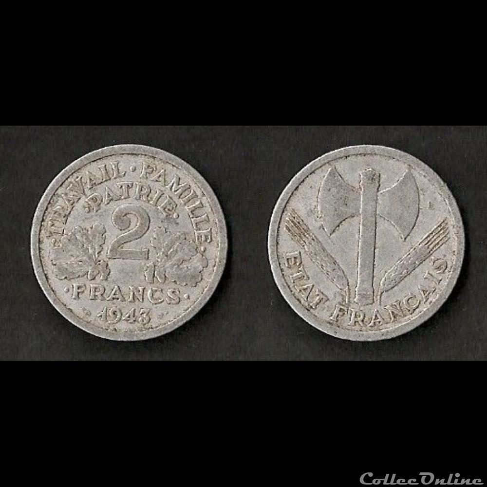 monnaie france moderne 2 francs francisque 1943