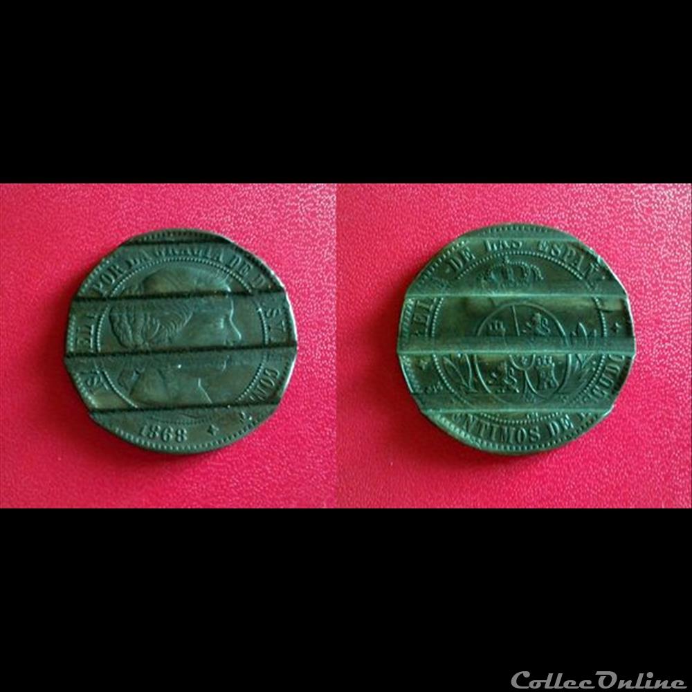 5 Centimos de Escudo 1868 Isabell II Réformée monnaie monde espagne 5 centimos de escudo 1868 isabell ii reformee