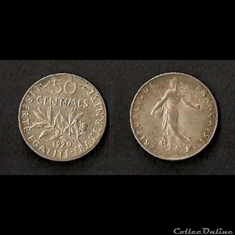 50 Cts Semeuse (Argent) 1920 monnaie france moderne 50 cts semeuse argent 1920