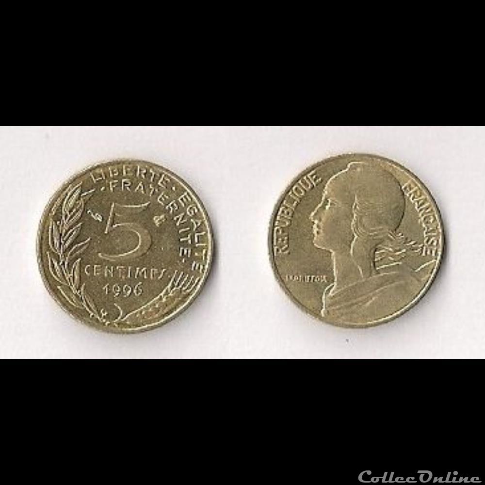 monnaie france moderne 5 cts marianne 1996 3 plis