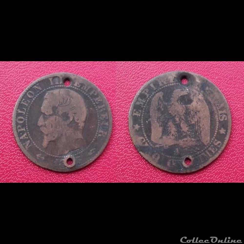 monnaie france moderne 5 cts napoleon iii percee de deux trous