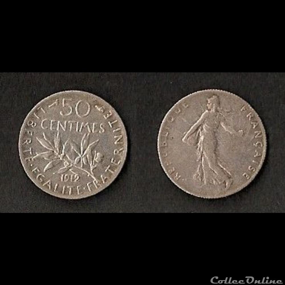 50 Cts Semeuse (Argent) 1912 monnaie france moderne 50 cts semeuse argent 1912