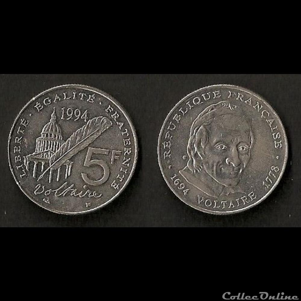 5 Francs Voltaire 1994 monnaie france moderne 5 francs voltaire 1994