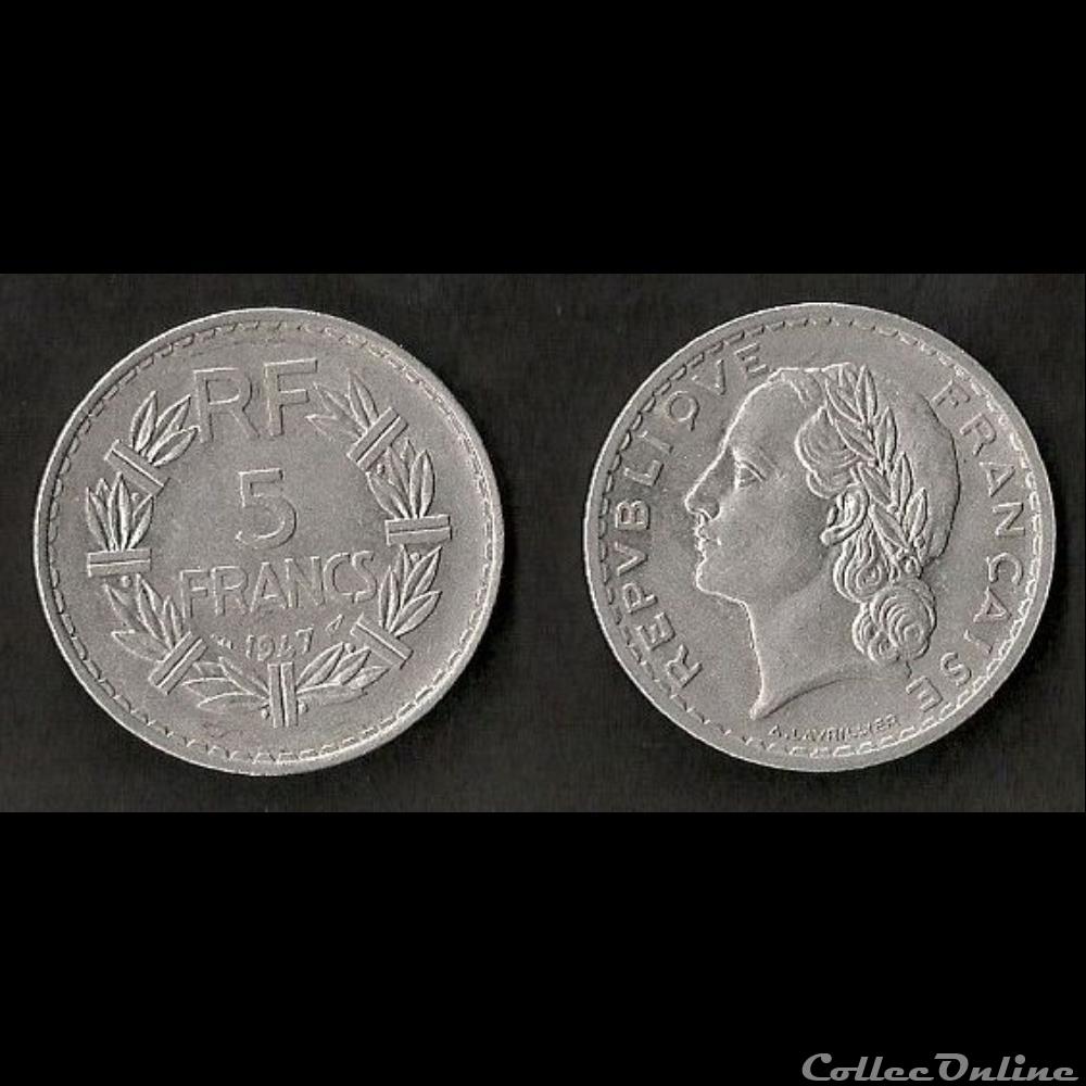 5 Francs Lavrillier 1947 monnaie france moderne 5 francs lavrillier 1947