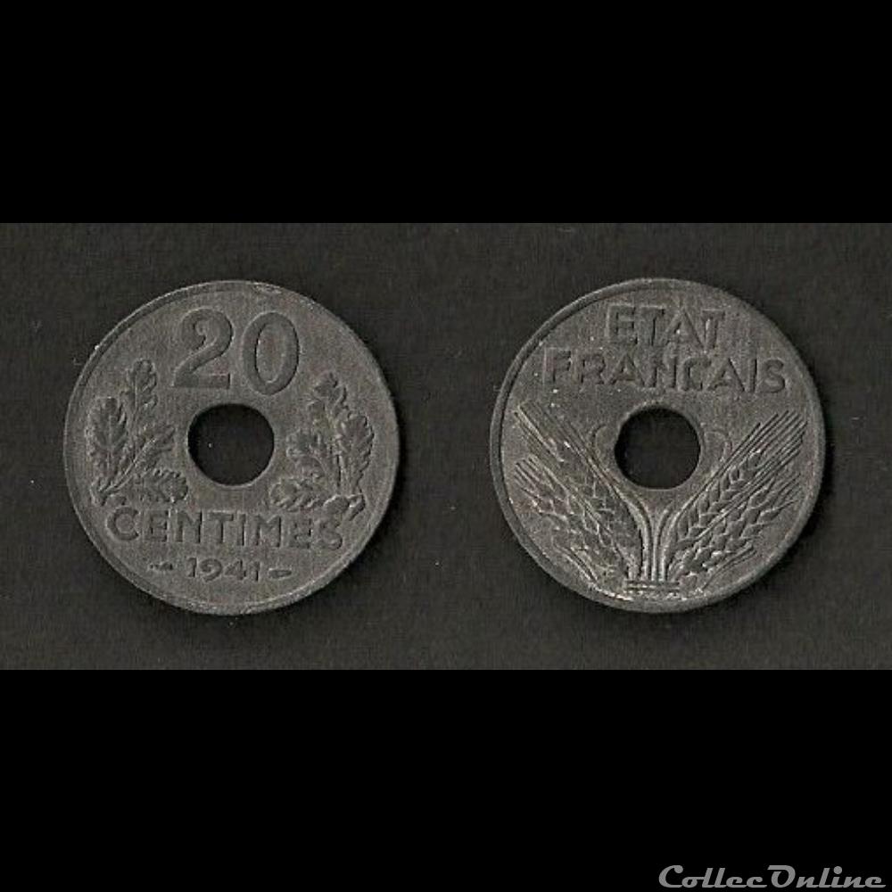 20 Cts Etat Français 1941 monnaie france moderne 20 cts etat francais 1941
