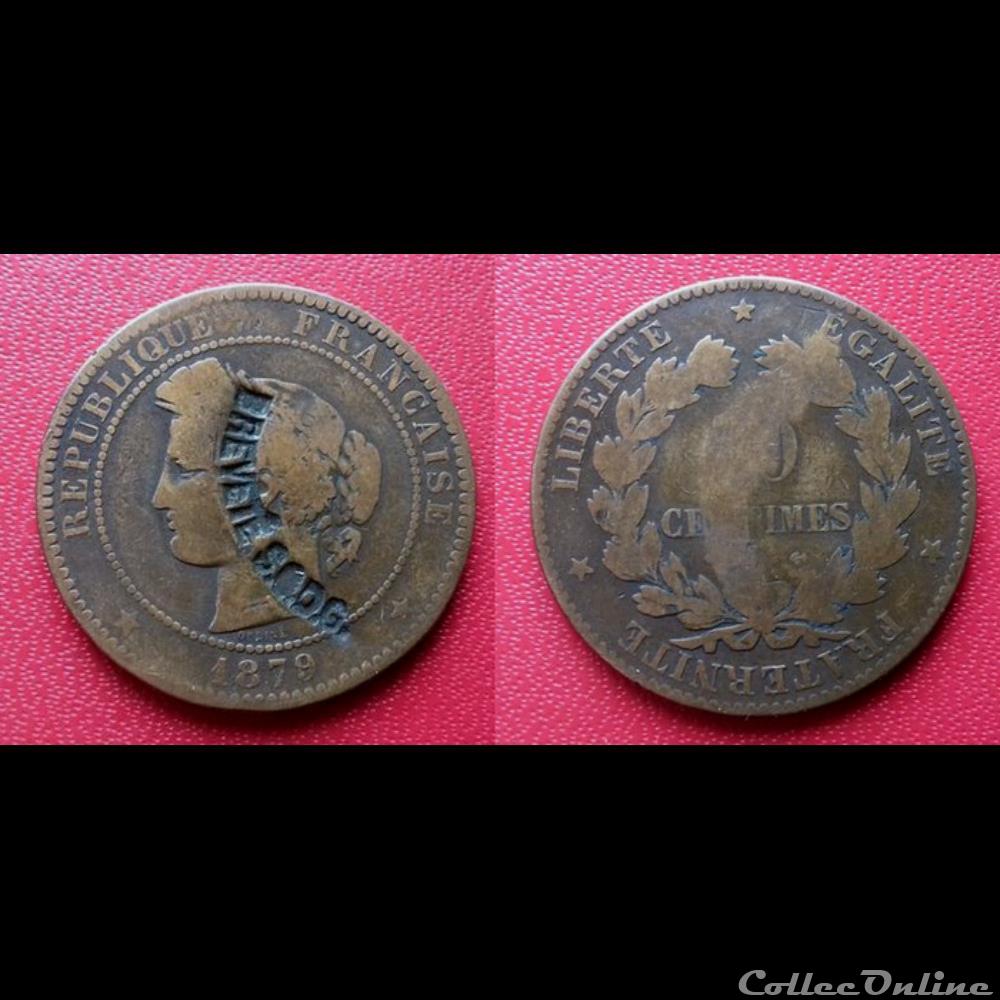 10 Cts Cérès contremarquée "BREVETÉ S.G.D.G." monnaie france moderne 10 cts ceres contremarquee brevete s g d g