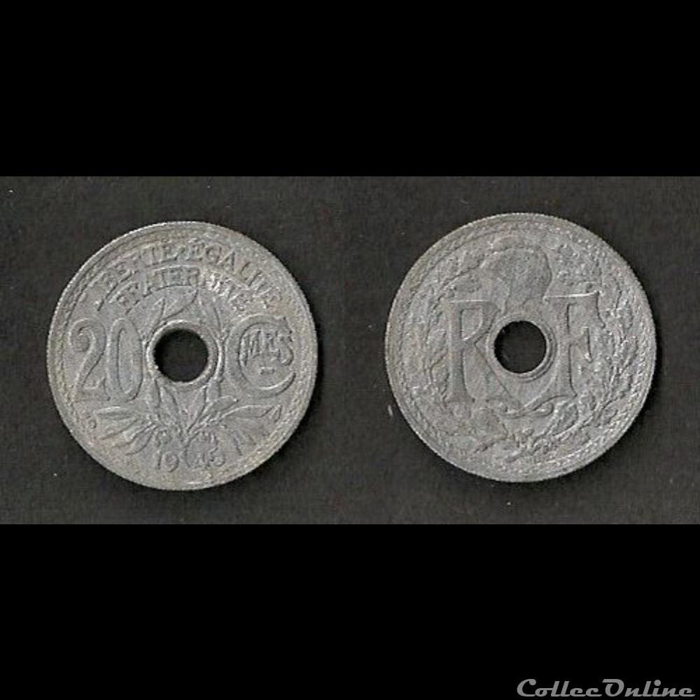 monnaie france moderne 20 cts lindauer 1945