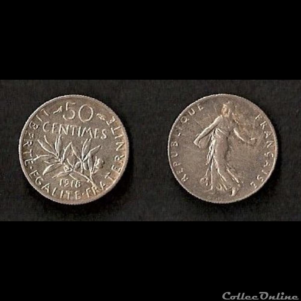 50 Cts Semeuse (Argent) 1918 monnaie france moderne 50 cts semeuse argent 1918