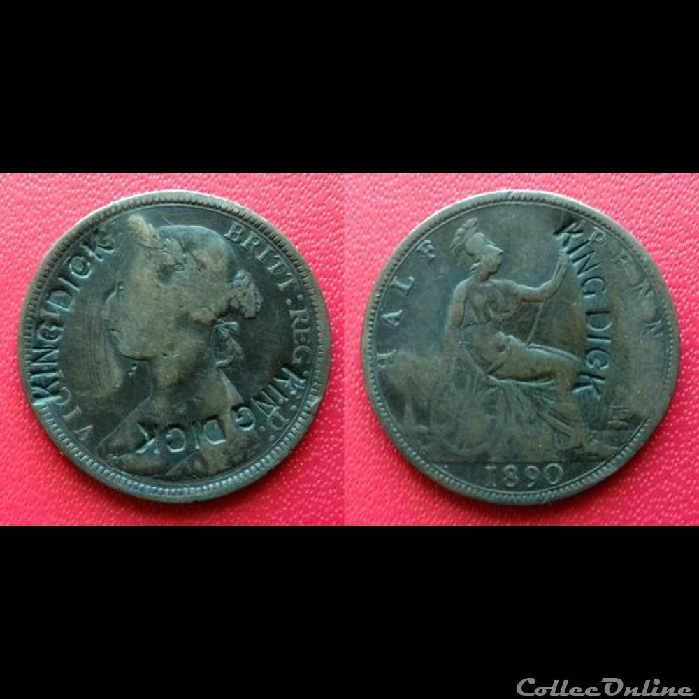 Half Penny contremarqué "KING DICK" monnaie monde royaume uni half penny contremarque king dick