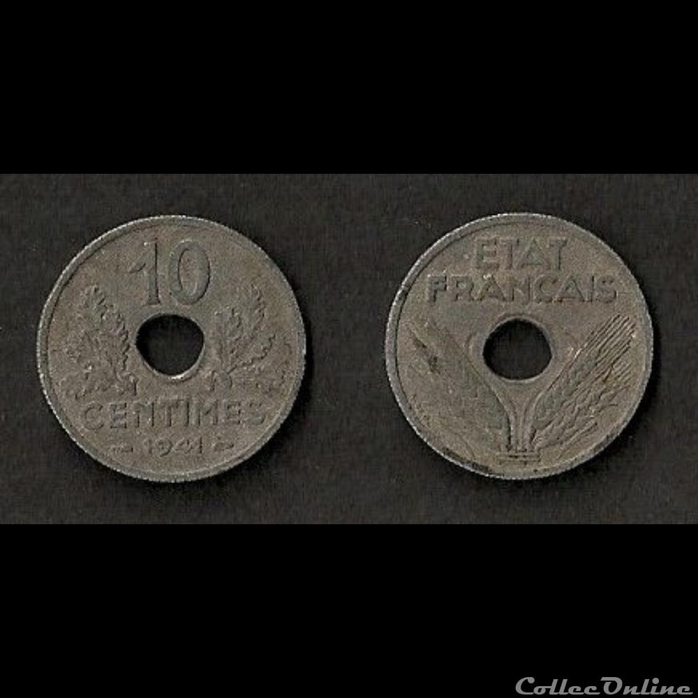 10 Cts Etat Français Grand Module 1941 monnaie france moderne 10 cts etat francais grand module 1941